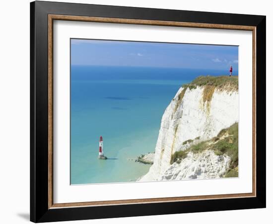 Beachy Head and Lighthouse on Chalk Cliffs, East Sussex, England, UK, Europe-John Miller-Framed Photographic Print