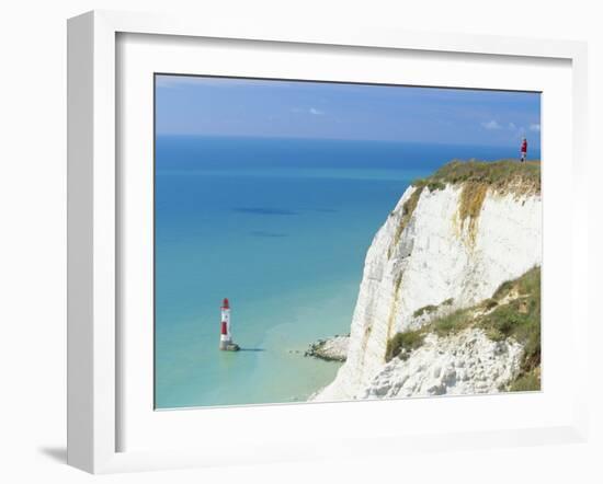 Beachy Head and Lighthouse on Chalk Cliffs, East Sussex, England, UK, Europe-John Miller-Framed Photographic Print