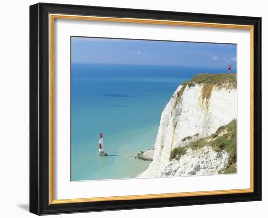 Beachy Head and Lighthouse on Chalk Cliffs, East Sussex, England, UK, Europe-John Miller-Framed Photographic Print