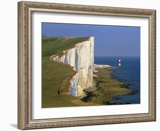 Beachy Head Lighthouse and Chalk Cliffs, Eastbourne, East Sussex, England, United Kingdom, Europe-Stuart Black-Framed Photographic Print