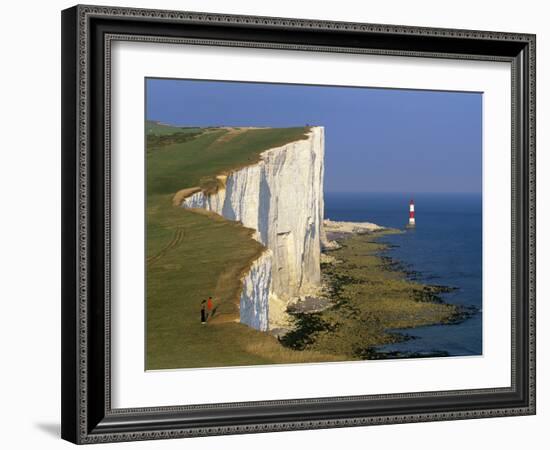 Beachy Head Lighthouse and Chalk Cliffs, Eastbourne, East Sussex, England, United Kingdom, Europe-Stuart Black-Framed Photographic Print