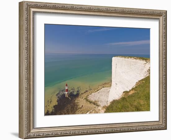 Beachy Head Lighthouse, White Chalk Cliffs and English Channel, East Sussex, England, Uk-Neale Clarke-Framed Photographic Print