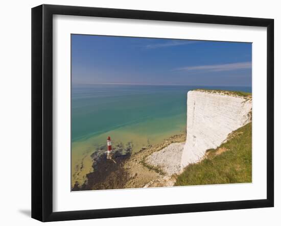 Beachy Head Lighthouse, White Chalk Cliffs and English Channel, East Sussex, England, Uk-Neale Clarke-Framed Photographic Print