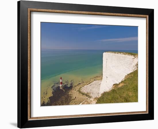 Beachy Head Lighthouse, White Chalk Cliffs and English Channel, East Sussex, England, Uk-Neale Clarke-Framed Photographic Print