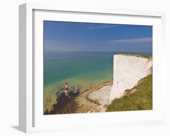 Beachy Head Lighthouse, White Chalk Cliffs and English Channel, East Sussex, England, Uk-Neale Clarke-Framed Photographic Print
