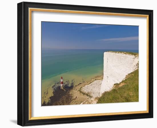 Beachy Head Lighthouse, White Chalk Cliffs and English Channel, East Sussex, England, Uk-Neale Clarke-Framed Photographic Print