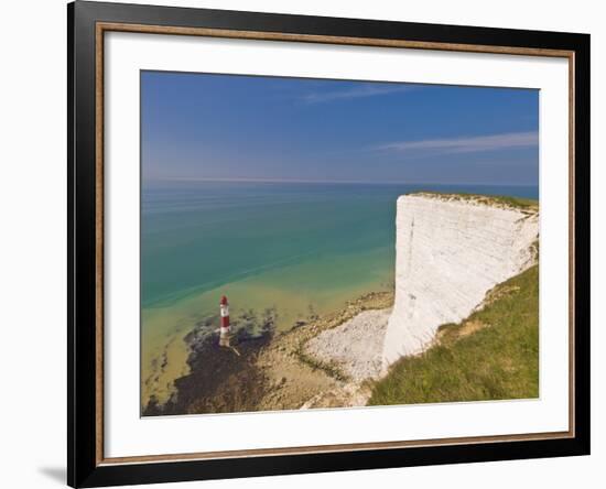 Beachy Head Lighthouse, White Chalk Cliffs and English Channel, East Sussex, England, Uk-Neale Clarke-Framed Photographic Print