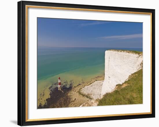 Beachy Head Lighthouse, White Chalk Cliffs and English Channel, East Sussex, England, Uk-Neale Clarke-Framed Photographic Print