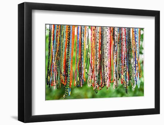 Beaded necklaces for sale, Zanzibar, Tanzania-Roberto Moiola-Framed Photographic Print