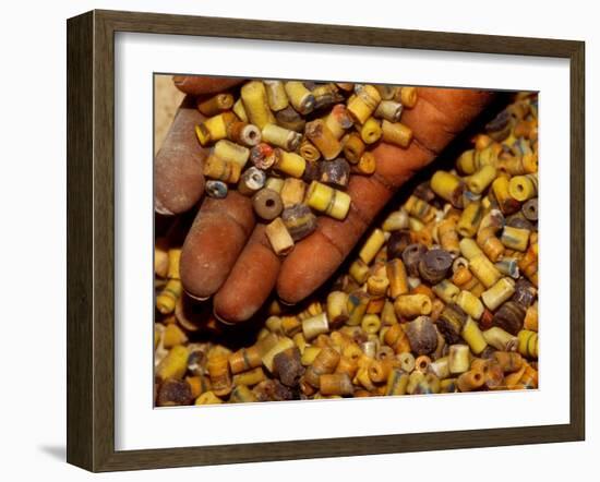 Beadmaker Displaying Samples, Asameng, Ghana-Alison Jones-Framed Photographic Print