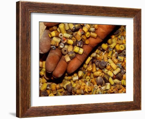 Beadmaker Displaying Samples, Asameng, Ghana-Alison Jones-Framed Photographic Print