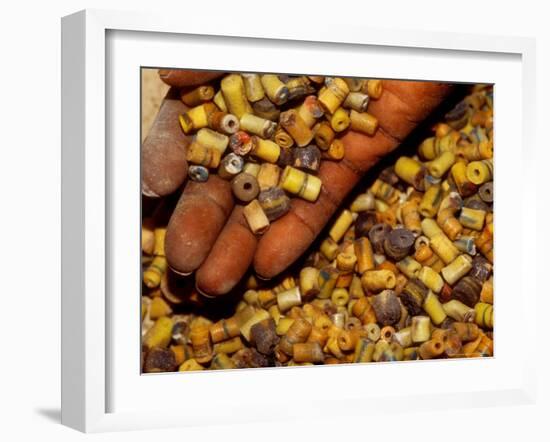 Beadmaker Displaying Samples, Asameng, Ghana-Alison Jones-Framed Photographic Print