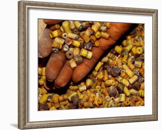 Beadmaker Displaying Samples, Asameng, Ghana-Alison Jones-Framed Photographic Print