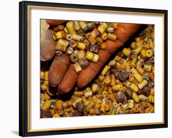 Beadmaker Displaying Samples, Asameng, Ghana-Alison Jones-Framed Photographic Print