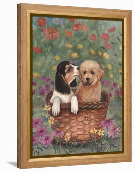Beagle and Golden Retriever-Judy Mastrangelo-Framed Premier Image Canvas