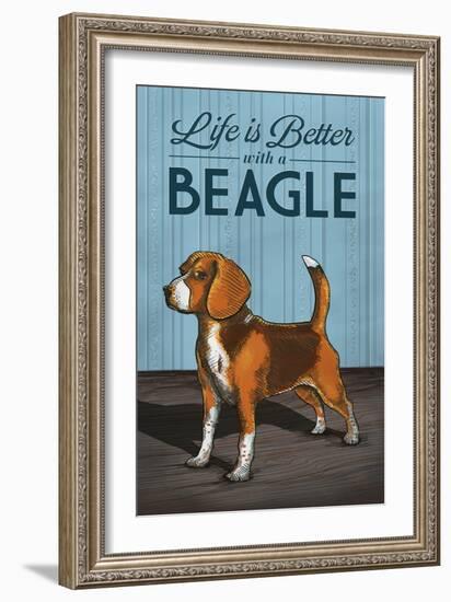 Beagle - Life is Better-Lantern Press-Framed Art Print