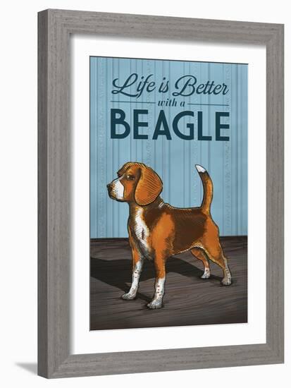 Beagle - Life is Better-Lantern Press-Framed Art Print