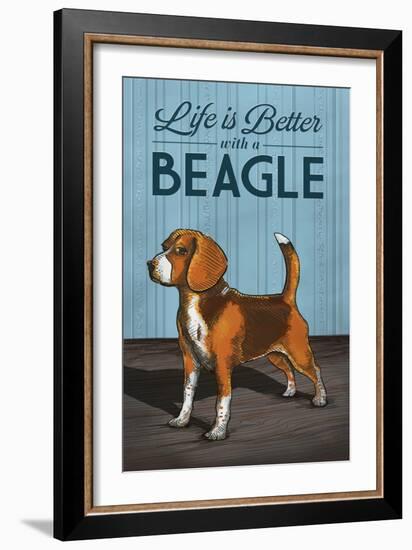 Beagle - Life is Better-Lantern Press-Framed Art Print