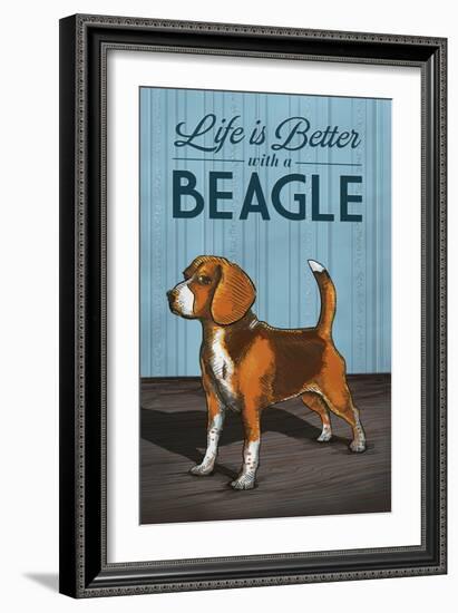 Beagle - Life is Better-Lantern Press-Framed Art Print