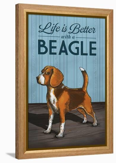 Beagle - Life is Better-Lantern Press-Framed Stretched Canvas