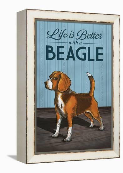 Beagle - Life is Better-Lantern Press-Framed Stretched Canvas