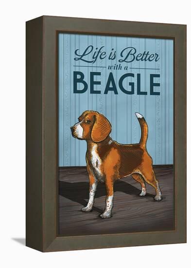 Beagle - Life is Better-Lantern Press-Framed Stretched Canvas