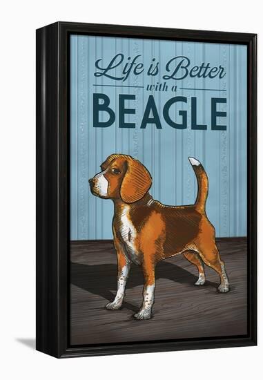 Beagle - Life is Better-Lantern Press-Framed Stretched Canvas