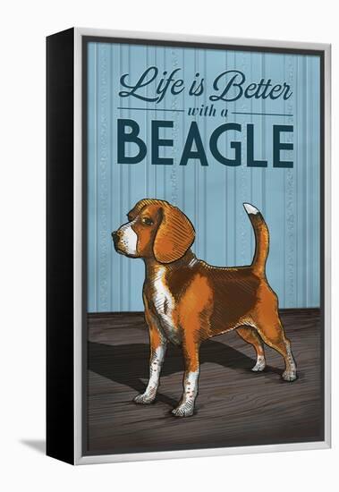 Beagle - Life is Better-Lantern Press-Framed Stretched Canvas