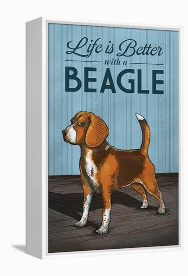 Beagle - Life is Better-Lantern Press-Framed Stretched Canvas