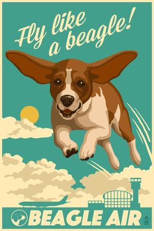 Beagle Retro Aviation Ad Art Print Lantern Press Art