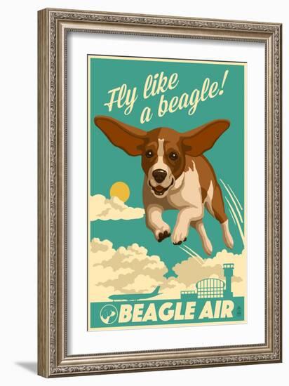 Beagle - Retro Aviation Ad-Lantern Press-Framed Art Print