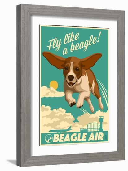 Beagle - Retro Aviation Ad-Lantern Press-Framed Art Print