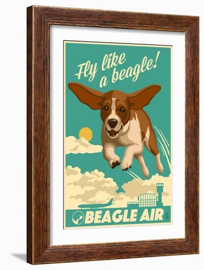 Beagle - Retro Aviation Ad-Lantern Press-Framed Art Print