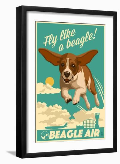 Beagle - Retro Aviation Ad-Lantern Press-Framed Art Print