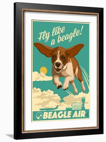 Beagle - Retro Aviation Ad-Lantern Press-Framed Art Print