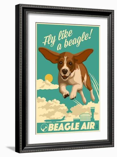 Beagle - Retro Aviation Ad-Lantern Press-Framed Art Print