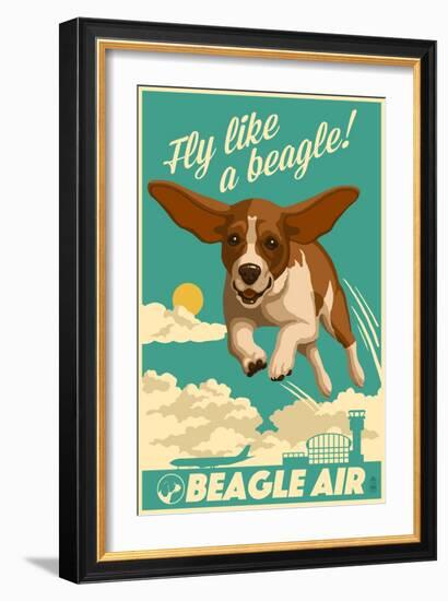 Beagle - Retro Aviation Ad-Lantern Press-Framed Art Print