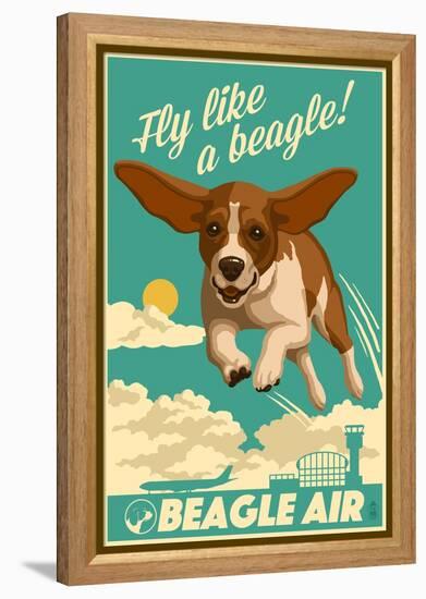 Beagle - Retro Aviation Ad-Lantern Press-Framed Stretched Canvas