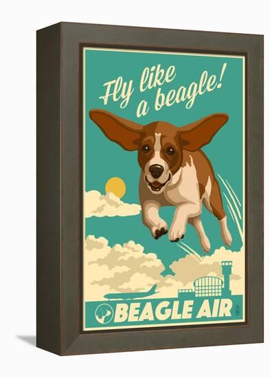 Beagle - Retro Aviation Ad-Lantern Press-Framed Stretched Canvas