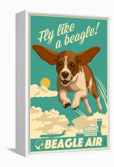 Beagle - Retro Aviation Ad-Lantern Press-Framed Stretched Canvas