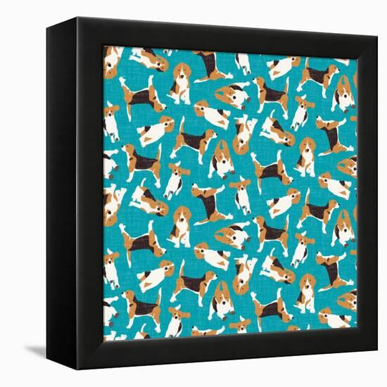 Beagle Scatter (Variant 1)-Sharon Turner-Framed Stretched Canvas