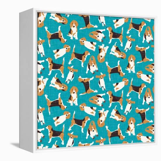 Beagle Scatter (Variant 1)-Sharon Turner-Framed Stretched Canvas