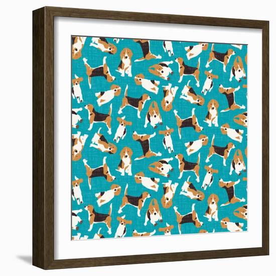 Beagle Scatter (Variant 1)-Sharon Turner-Framed Art Print