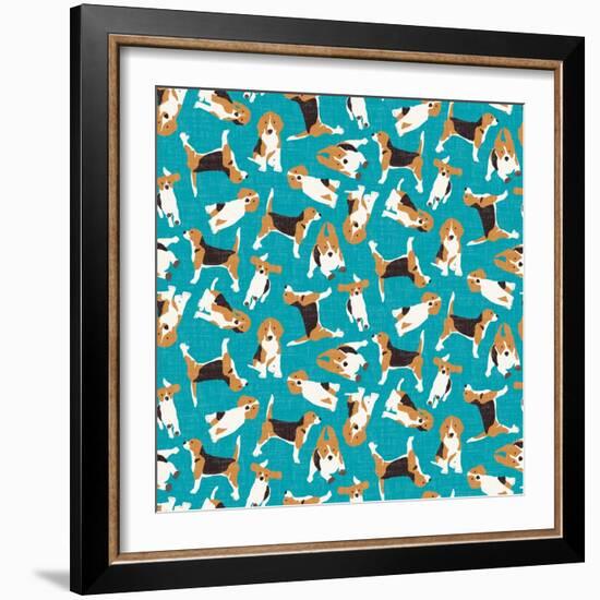 Beagle Scatter (Variant 1)-Sharon Turner-Framed Art Print