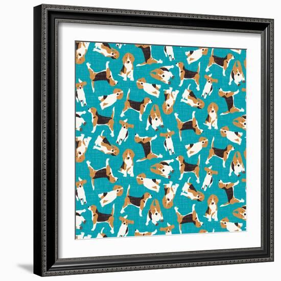 Beagle Scatter (Variant 1)-Sharon Turner-Framed Art Print