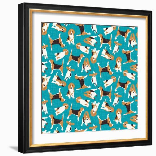 Beagle Scatter (Variant 1)-Sharon Turner-Framed Art Print