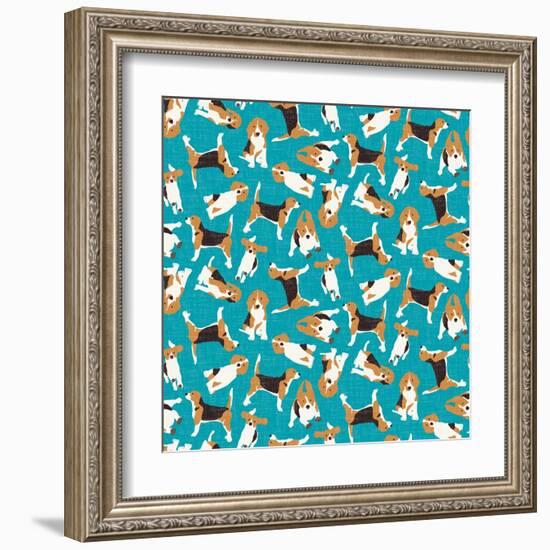 Beagle Scatter (Variant 1)-Sharon Turner-Framed Art Print