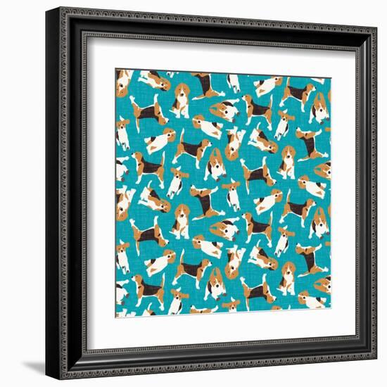 Beagle Scatter (Variant 1)-Sharon Turner-Framed Art Print