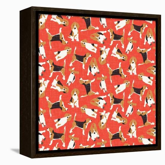 Beagle Scatter (Variant 2)-Sharon Turner-Framed Stretched Canvas