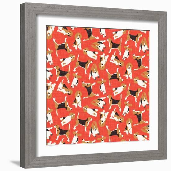 Beagle Scatter (Variant 2)-Sharon Turner-Framed Art Print